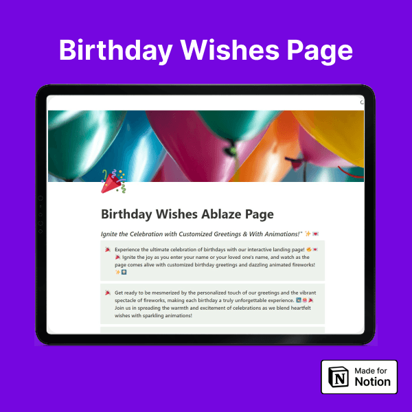 Birthday Wishes Ablaze Pages